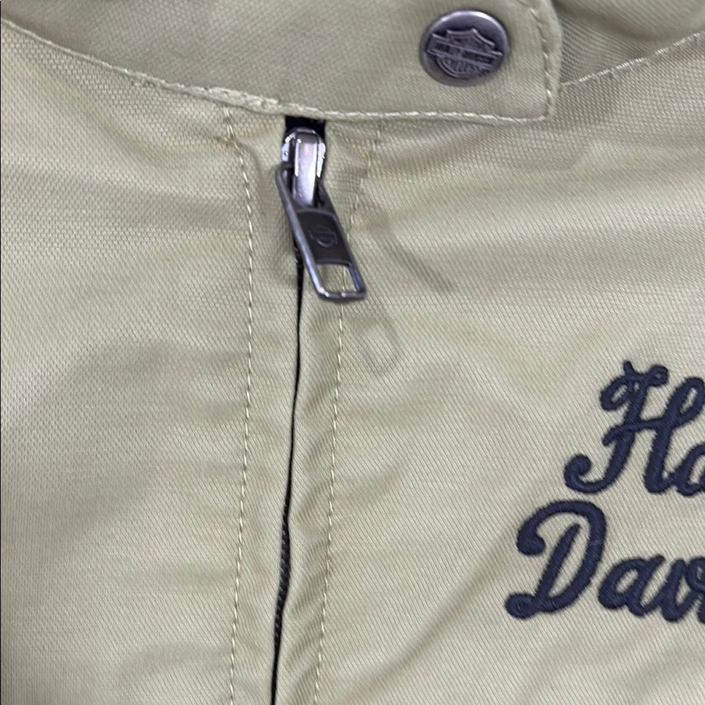 Harley-Davidson Olive Green Moto Jacket Lightweight Zip Front Logo Women’s - Picture 8 of 14